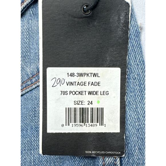 NWT Re/Done Women's Vintage Fade 70s Pocket Wide Leg Jeans - Size 24 (25x33.5) - Picture 4 of 6
